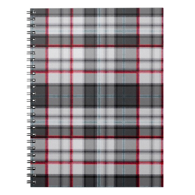 Grått texturerad tartanplätering anteckningsbok (Framsidan)