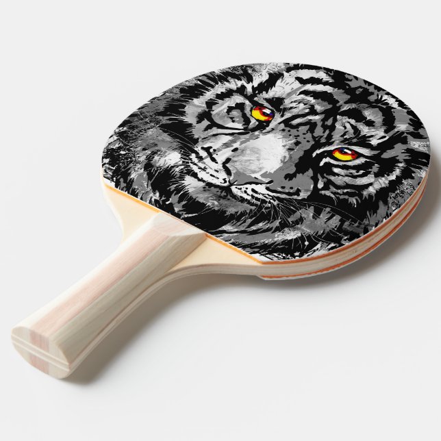 Grått Tiger Head - Tiger Ping Pong Paddle Pingisracket (Frontvinkel)