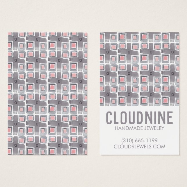 Grått Tile Earring Necklace Jewelry Visning Card Visitkort (Framsida & baksida)
