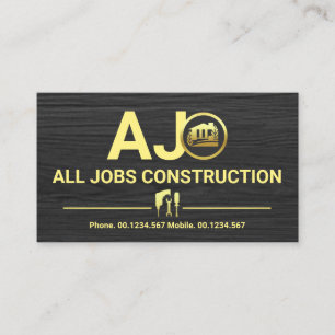 Grått Timber Monogram Construction Visitkort
