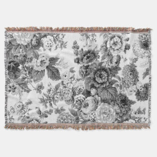 Grått tonar svart- & vitvintageblommigten Toile Mysfilt