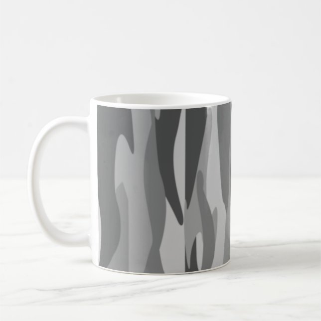 Grått Tone Abstrakt Camouflage Kaffemugg (Vänster)