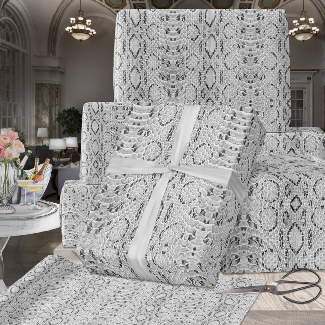 Grått Tone Black and White Snakeskin Presentpapper (Skapare uppladdad)