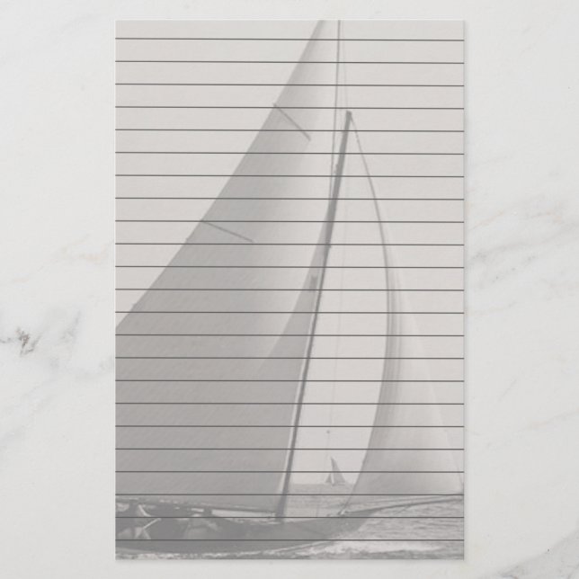 Grått Tone Segelbåt med Linjer Brevpapper (Framsida)