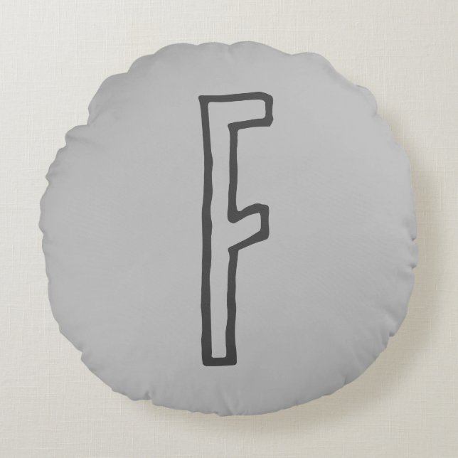 Grått Tones Initial Brev Monogrammed Plain Rund Kudde (Framsidan)