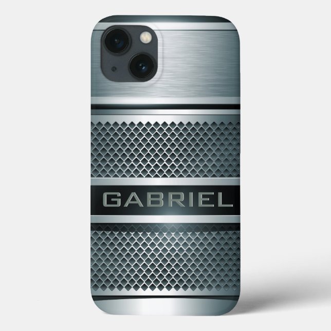 Grått Tones Metall look Collage-Monogram (Baksida)