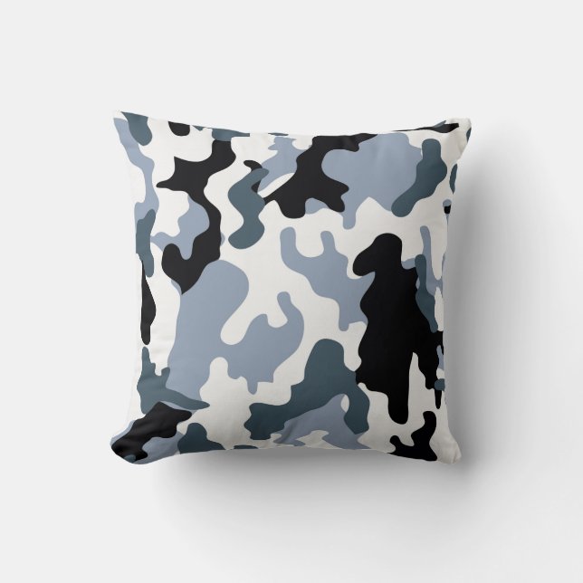 Grått Tones militärt Camo Dekorativ kudde (Framsida)