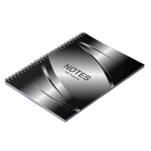 Grått Tones Stainless Steel Metallic look- Monogra Anteckningsbok