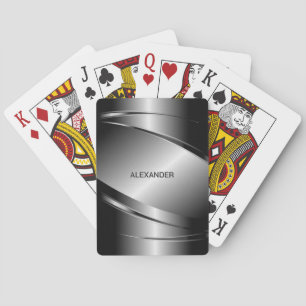 Grått Tones Stainless Steel Metallic look- Monogra Casinokort