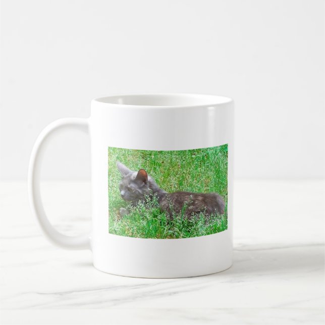 Grått Tortie Cat Kaffemugg (Vänster)