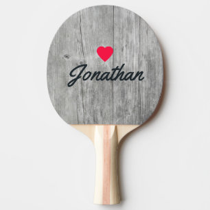 Grått Trä Vintage Hjärtat Signatur Pingisracket