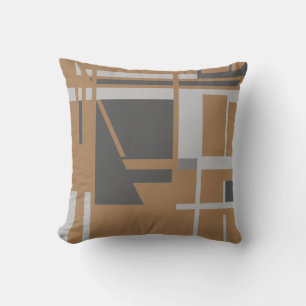 Grått-träkol på Tan Perpendicular MCM look Motif Kudde
