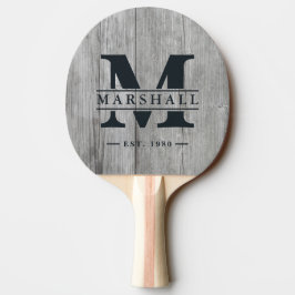 Grått Trämonogram & Namnöverlägg Pingisracket