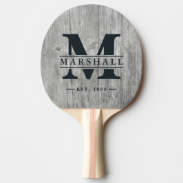 Grått Trämonogram & Namnöverlägg Pingisracket