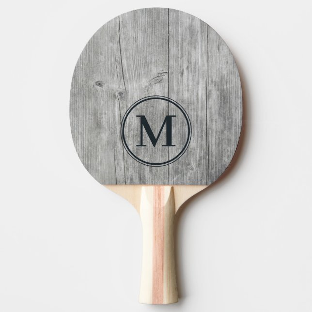 Grått Trämonogram Pingisracket (Framsidan)