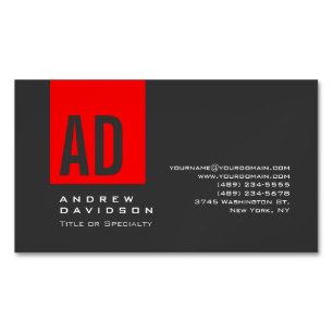 Grått Trendig Red Rand Monogram Affärskort Magnetiska Visitkort
