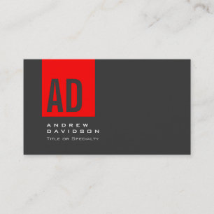 Grått Trendig Red Rand Monogram Affärskort Visitkort