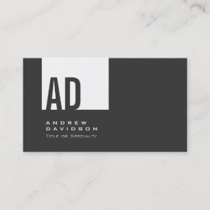 Grått Trendig White Rand Monogram Affärskort Visitkort