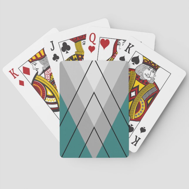Grått-trianglar på turkos bakgrund casinokort (Baksidan)