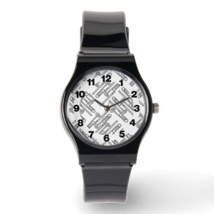 Grått Trombone Crosshatch Mönster Armbandsur