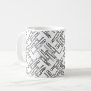 Grått Trombone Crosshatch White Mönster Kaffemugg