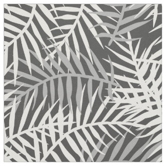 Grått Tropical Löv Handflatan Träd Fern Löv Mönste Tyg