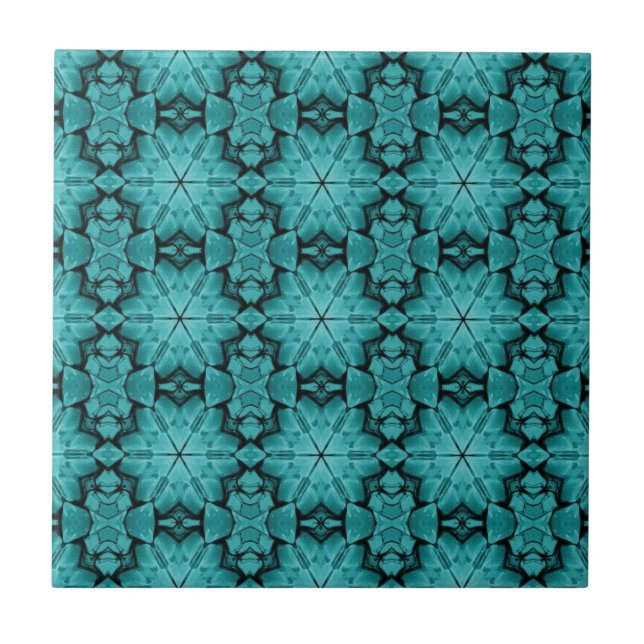 Grått turkos aqua star geometric stone mosaic kakelplatta (Framsidan)