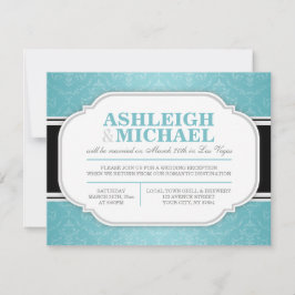 Grått & Turkos Damask-mottagning ENDAST Inbjudningar
