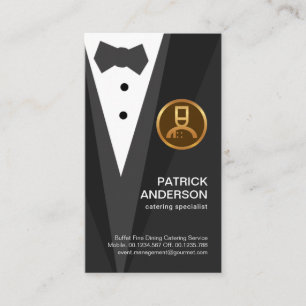 Grått Tuxedo Guld Chef Boutonniere Visitkort