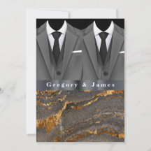 Grått Tuxedos White HandkerChief Guld Black Marble
