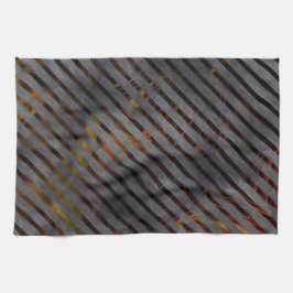 Grått tvärvriden rand, kolhaltig rosett band, guld kökshandduk