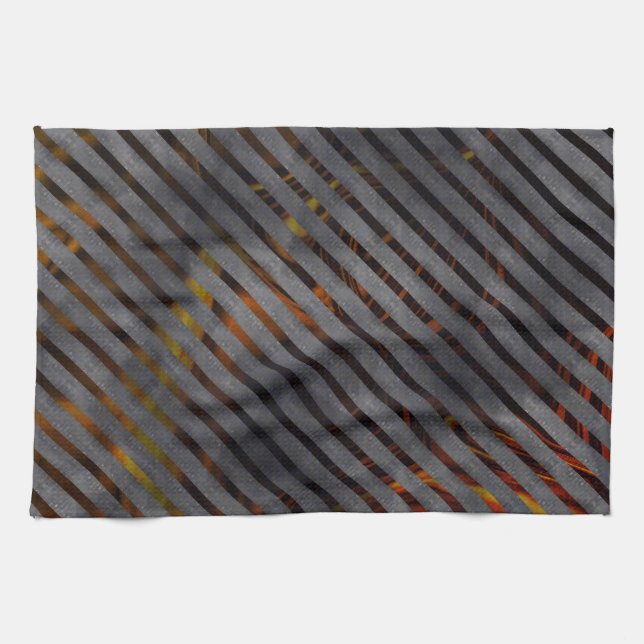 Grått tvärvriden rand, kolhaltig rosett band, guld kökshandduk (Horisontell)