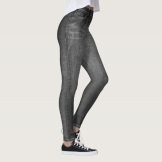 Grått Tvättar Jean All-Over Printing Leggings