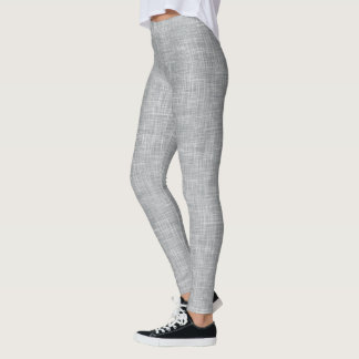 Grått Tweed Linne Mönster Leggings