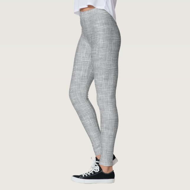 Grått Tweed Linne Mönster  Leggings (Vänster)