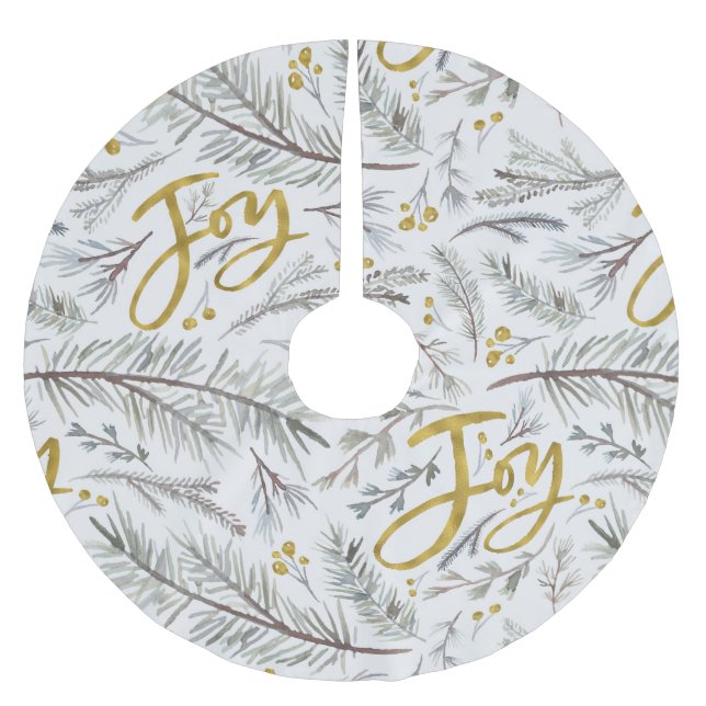 Grått Twigs och Berries Julgransmatta Borstad Polyester (Framsidan)