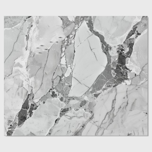 Grått ’Twilight Marble Fantasy’-Abstrakt, marmorer Presentpapper (Platt)