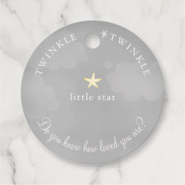 Grått Twinkle Little Star Baby Shower Birthday Gåvor Etiketter