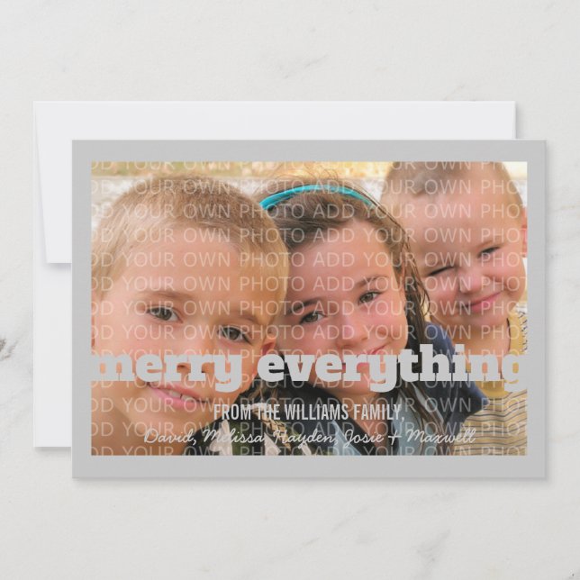 Grått Typography Merry All Photo Card Julkort (Framsida)