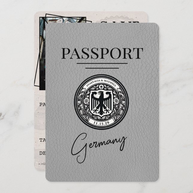 Grått Tysklanda pass Spara datum Spara Datumet (Fram/baksida)