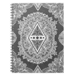 Grått, uppvaknande ålder, bohemi, nyålder anteckningsbok med spiral