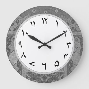 Grått Urdu Numbers Clock Numerals Stor Klocka