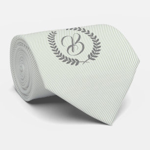 Grått utandning med Monogram Mint- Grönt Tin Rand Slips