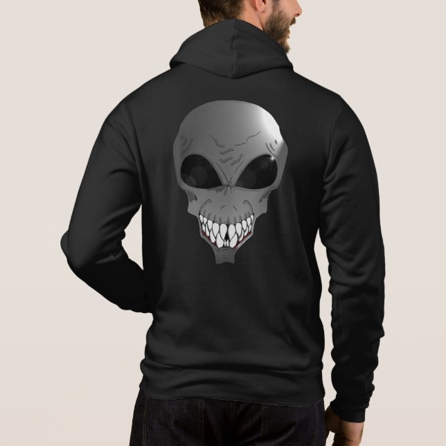 Grått utomjordisk Manar Bella+Canvas Fullt-Zip Hoo Tee (Baksida)