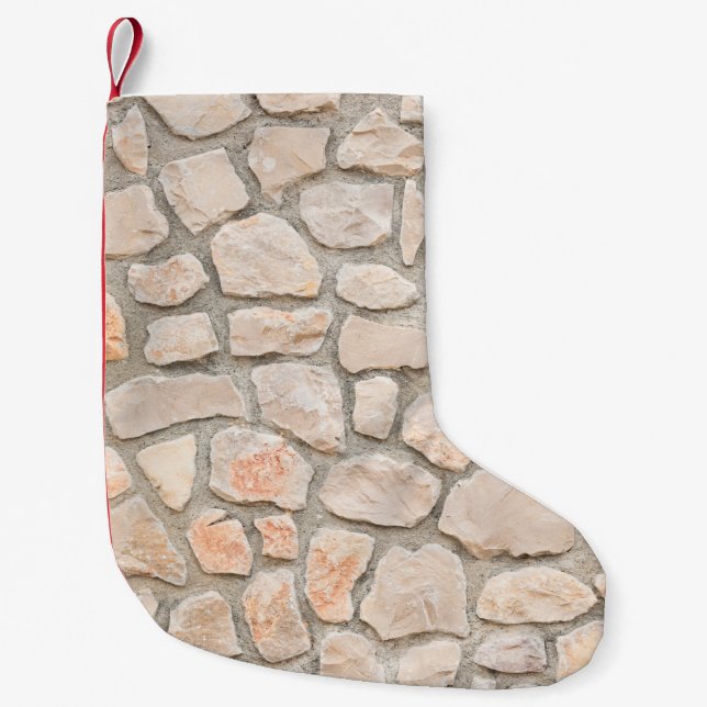 Grått-väggens bakgrund, sten, struktur, vägg,  liten julstrumpa (Framsidan)