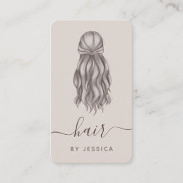Grått Vågigt Hair Hairstylist Add Logotyp & Social Visitkort