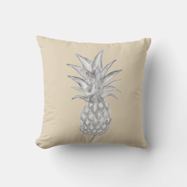 Grått Välkomstvattenfärgsmålning Pillow för ananas Kudde (Framsida)