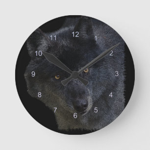 Grått Varg Ansikte Wildlife-Supporter Art Clock Rund Klocka