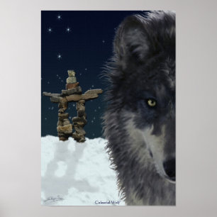 Grått Varg, Arktiska inkshuk och stjärnkonst Poste Poster