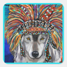 Grått Varg Art Fyrkantigt Klistermärke